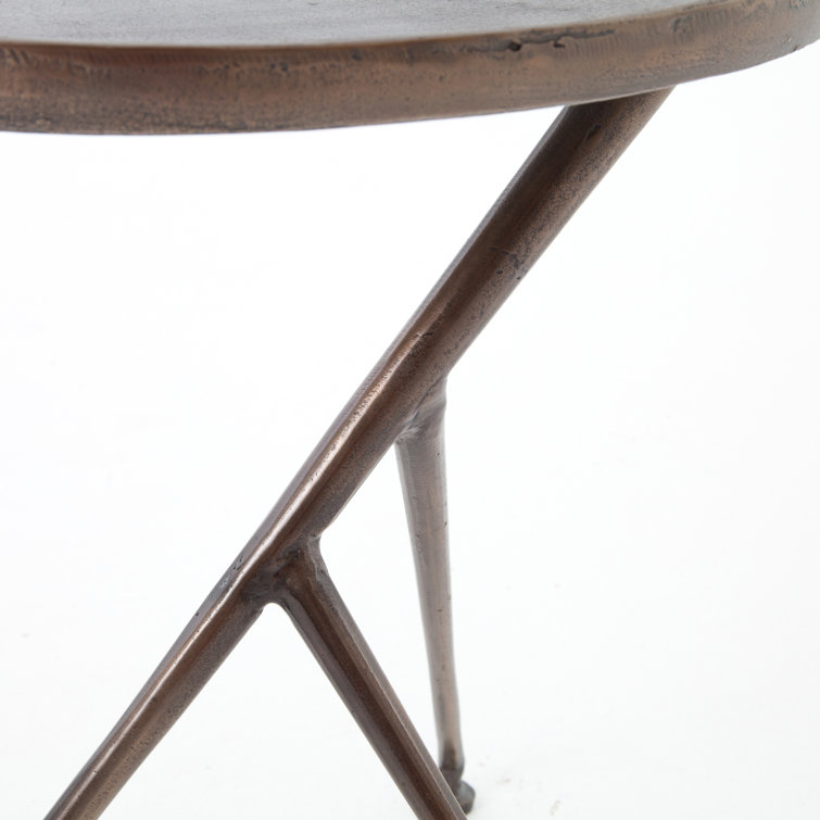 Marlow Rustic Round Stone and Metal Accent Table