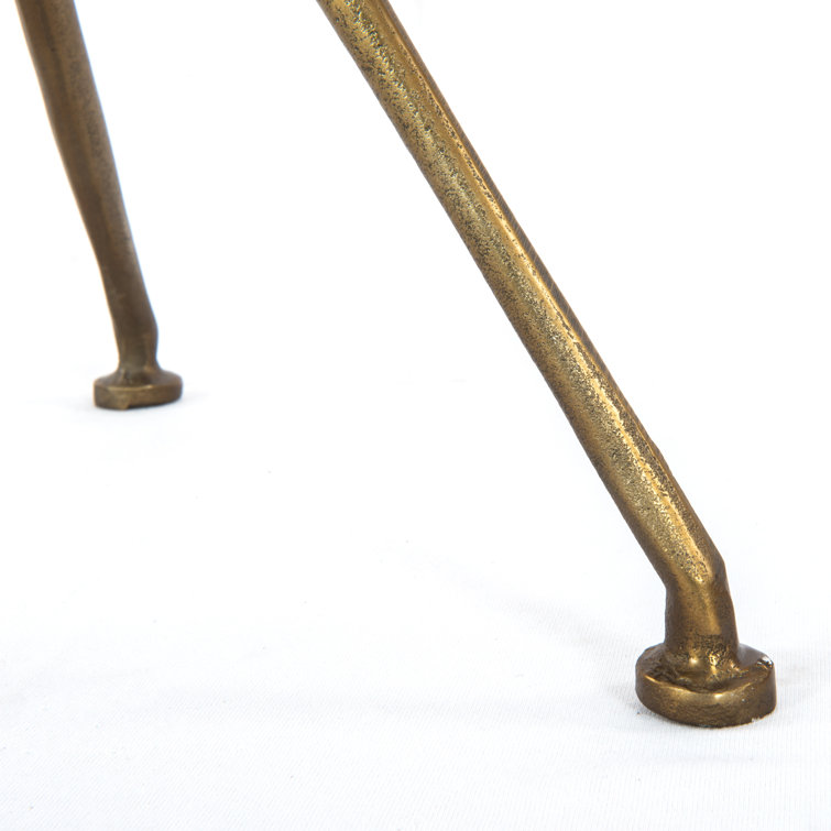 Araceli Raw Brass Round Stone and Metal Side Table