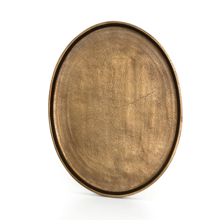 Araceli Raw Brass Round Stone and Metal Side Table