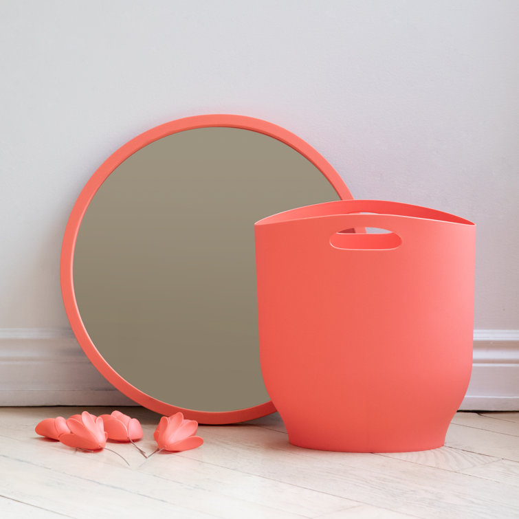 26'' Modern Black Round Wall Mirror with Rubber Frame