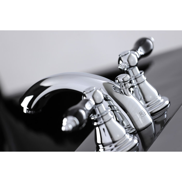 Duchess Polished Chrome Mini-Widespread Bathroom Faucet with Black Porcelain Handles