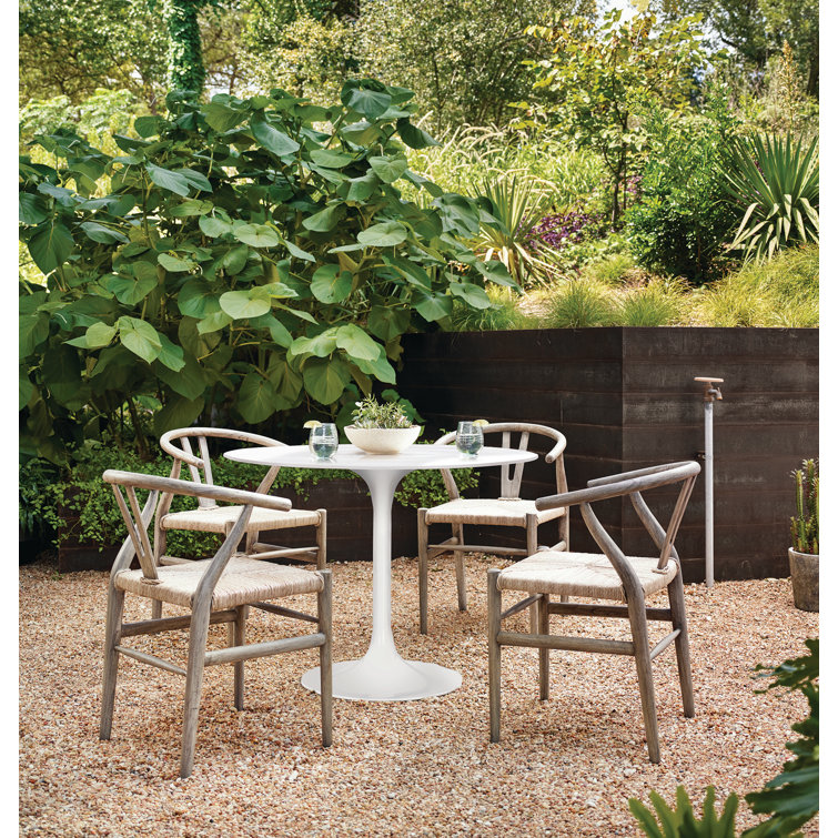 White Powder Coated Aluminum Minimalist Outdoor Accent Table