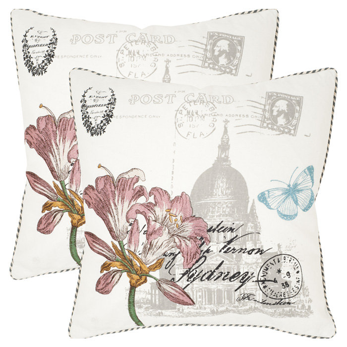 Gloria Embroidered Cotton Linen Square Throw Pillow Set
