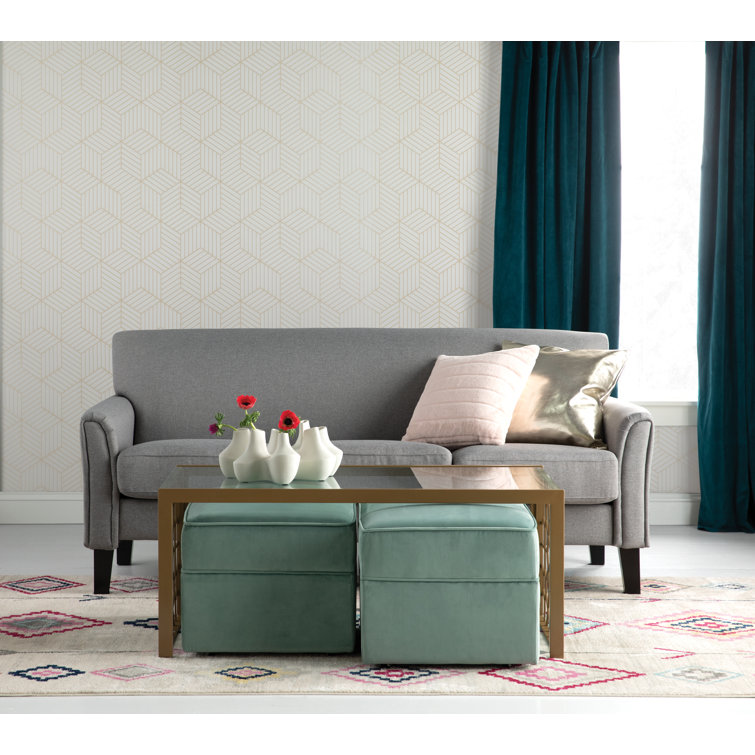Juliette Brass-Finished Metal & Tempered Glass Rectangular Coffee Table
