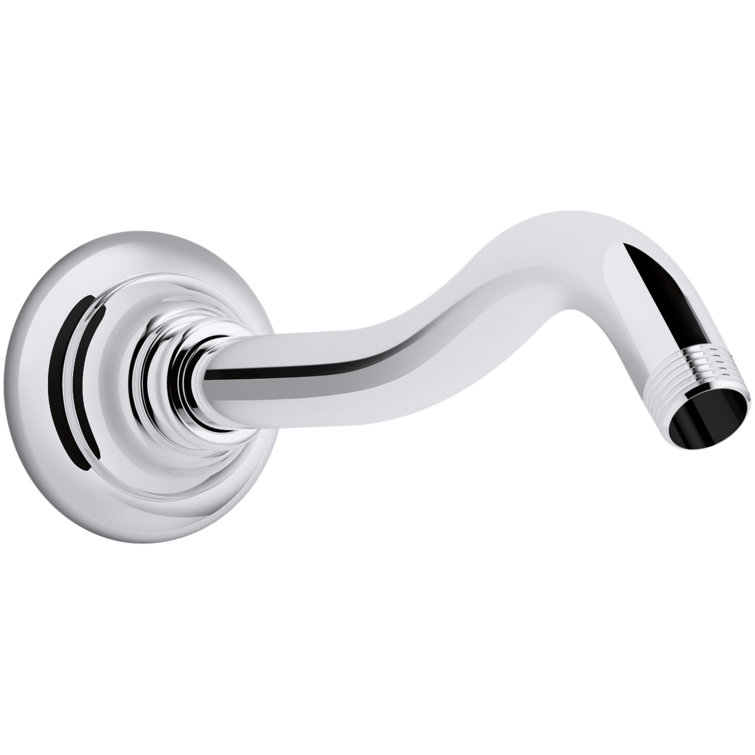 Polished Chrome Wall-Mounted Shower Arm with Flange