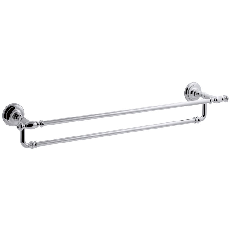 24" Chrome Double Wall Mounted Towel Bar