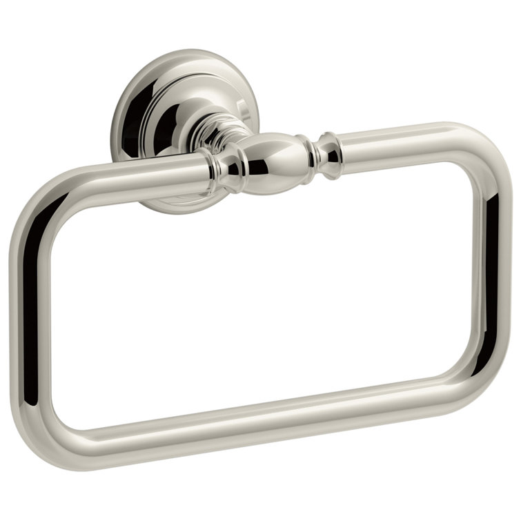 Polished Nickel Rectangular Towel Ring with Vintage Design
