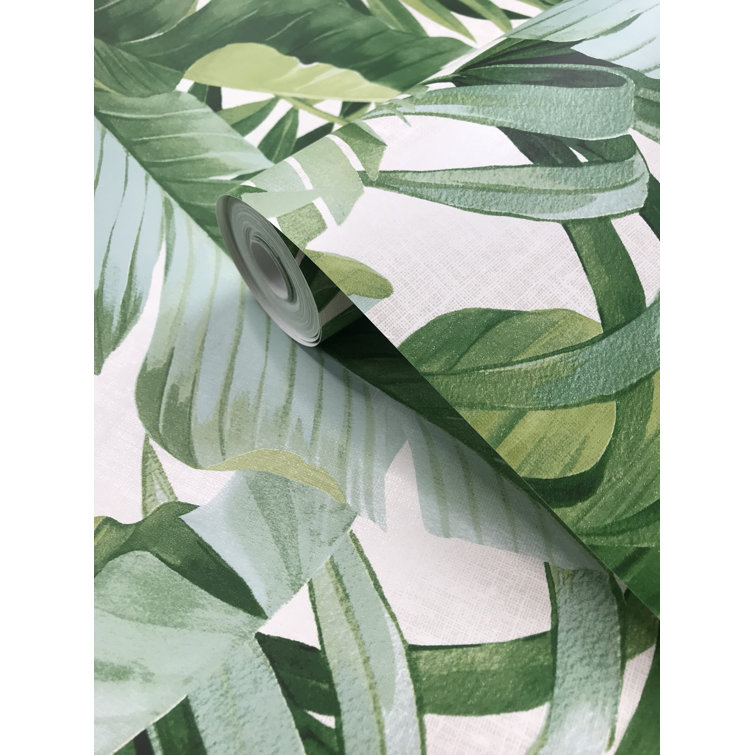 Alfresco Green Palm Leaf Non-Pasted Washable Wallpaper Roll