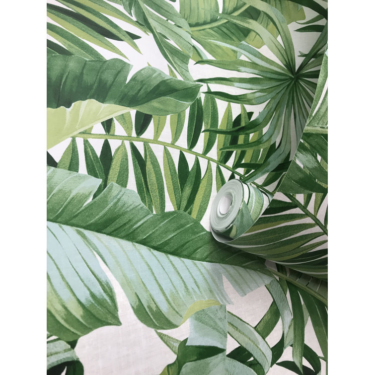 Alfresco Green Palm Leaf Non-Pasted Washable Wallpaper Roll