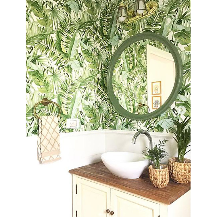 Alfresco Green Palm Leaf Non-Pasted Washable Wallpaper Roll