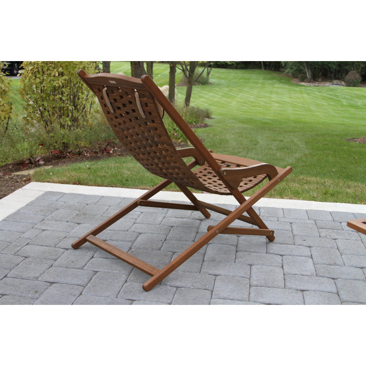 Classic Eucalyptus Wood Brown Outdoor Swing Lounger with Pillow
