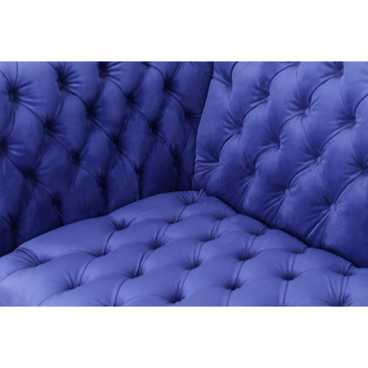 Vicenza Blue Velvet Tufted Chesterfield Sleeper Sofa