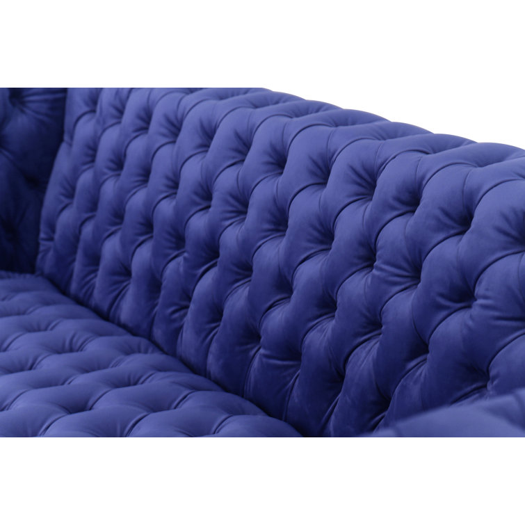 Vicenza Blue Velvet Tufted Chesterfield Sleeper Sofa