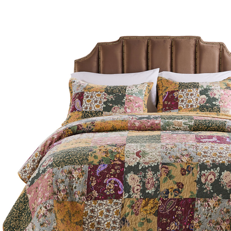 Antique Chic Twin Red Cotton Reversible Bedspread Set