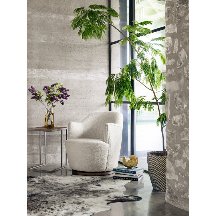 Aurora Gold Swivel Barrel Chair with Parawood Base
