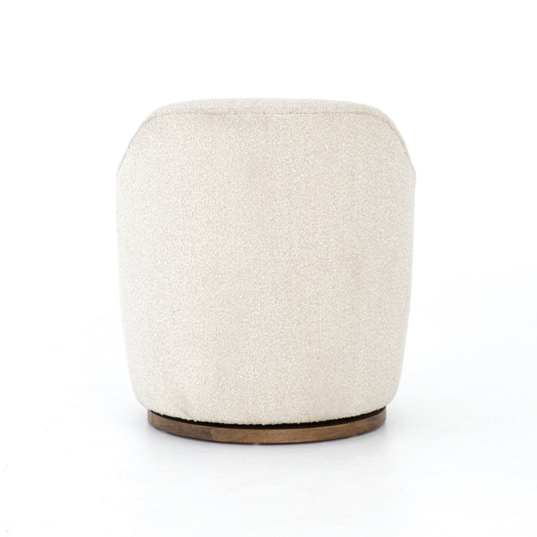 Knoll Natural Barrel Leather Swivel Chair with Wooden Base