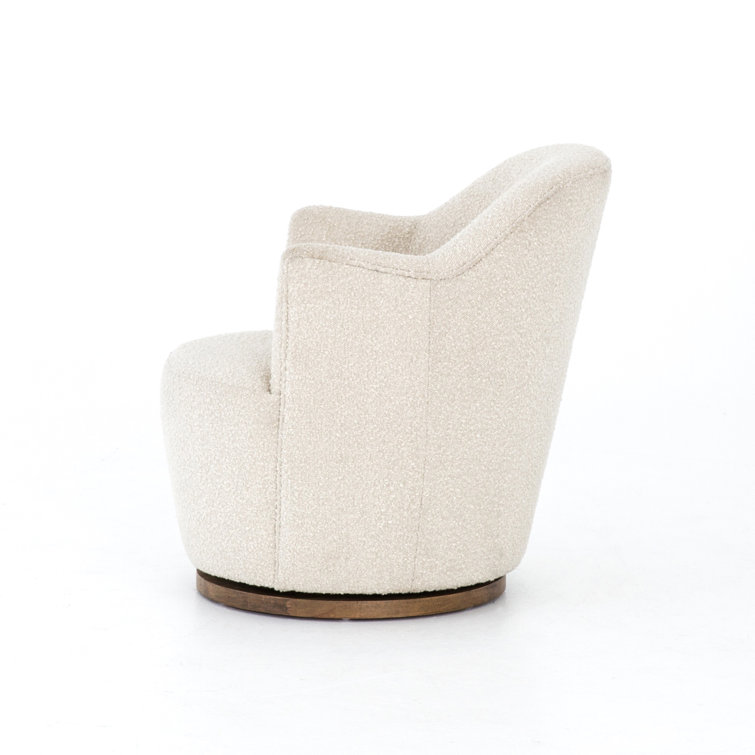 Knoll Natural Barrel Leather Swivel Chair with Wooden Base