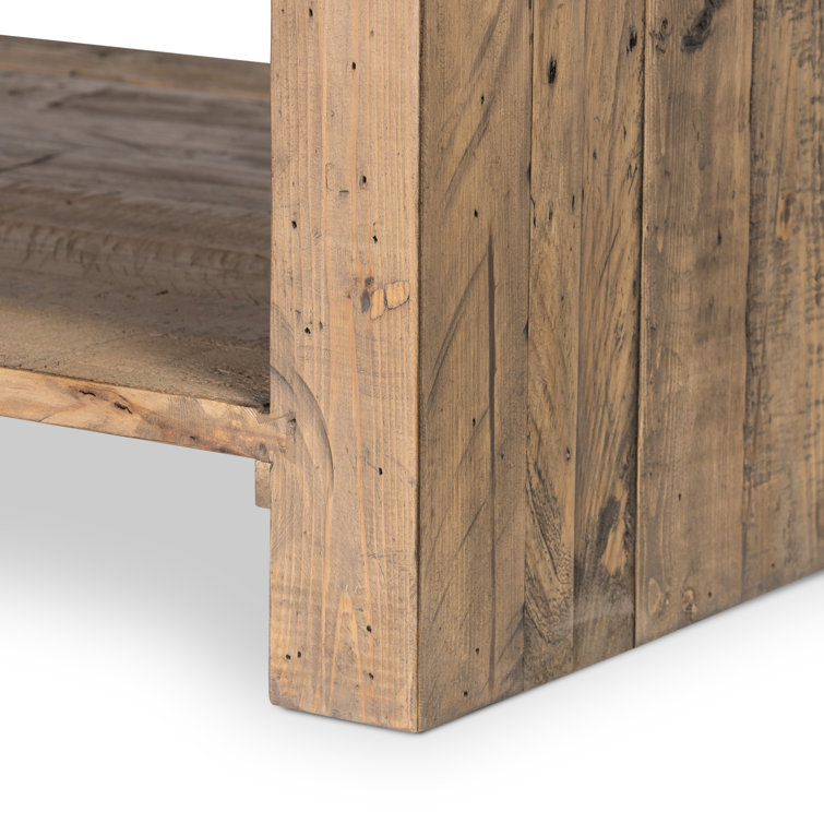 Sierra Rustic Natural Pine Outdoor Coffee Table with Storage