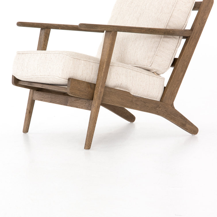 Austin Solid Oak Frame Plush Cushion Accent Chair - Avant Natural
