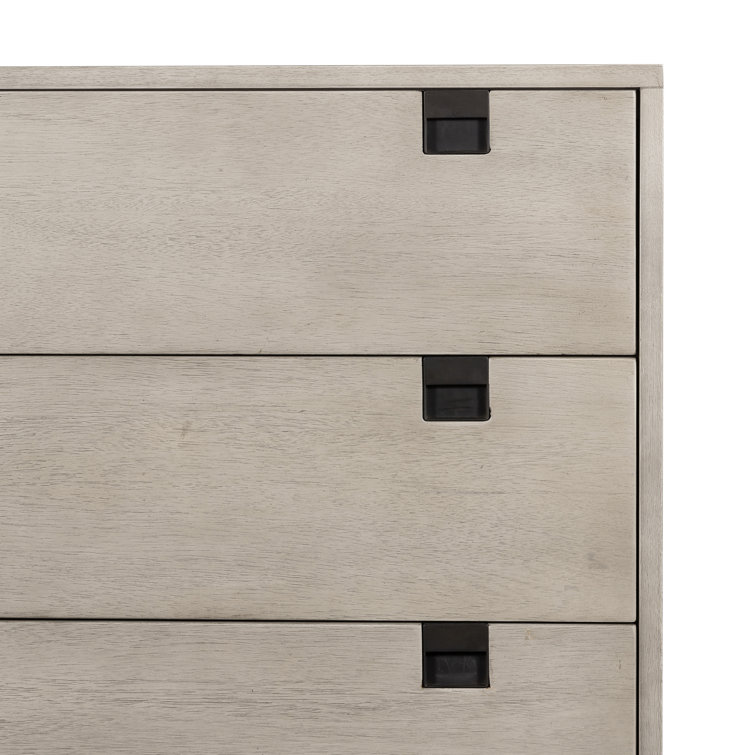 Modern Gray Acacia Veneer 5-Drawer Dresser with Iron Legs