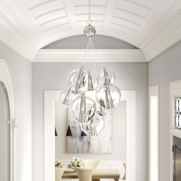 Polished Nickel and Clear Glass Globe Pendant Light