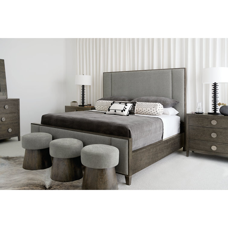 Casual Round 19.5'' Cerused Charcoal Upholstered Bench