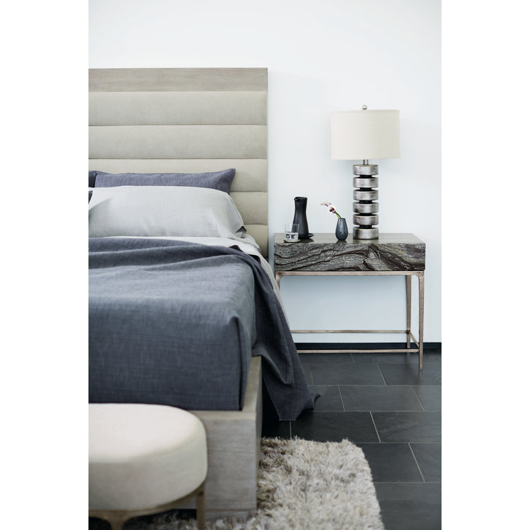 Transitional Beige Upholstered Storage Bench with Textured Graphite Frame