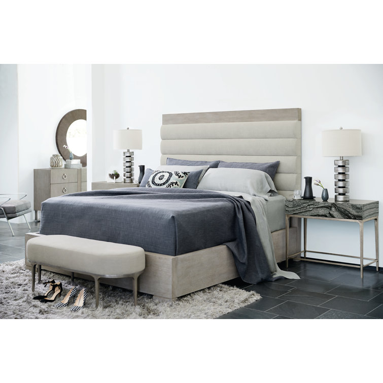 Transitional Beige Upholstered Storage Bench with Textured Graphite Frame