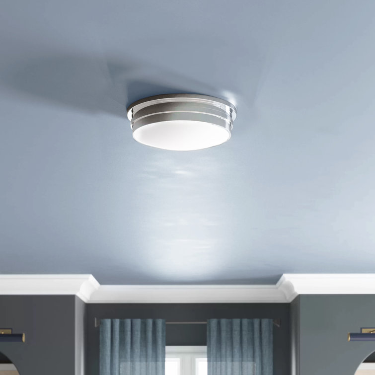 Deep Patina Bronze Drum Flush Mount with Frosted Glass