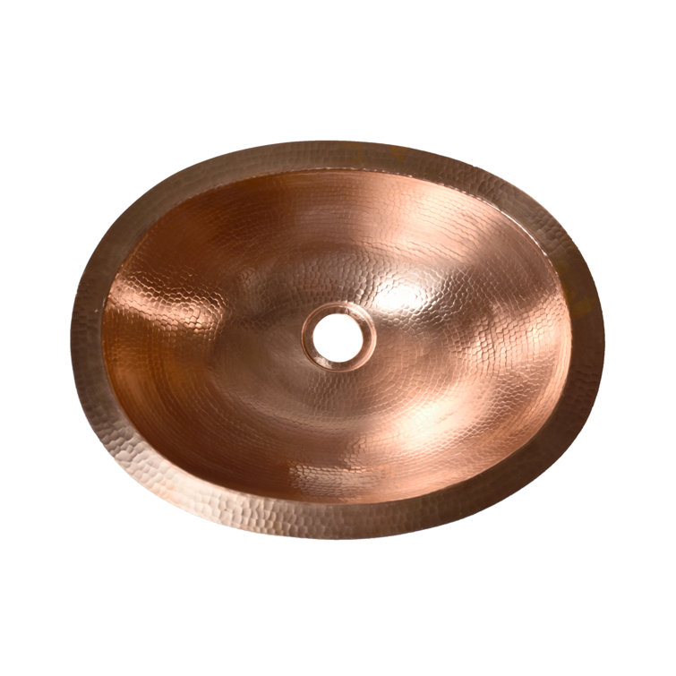 Polished Copper Oval Undermount Bathroom Sink