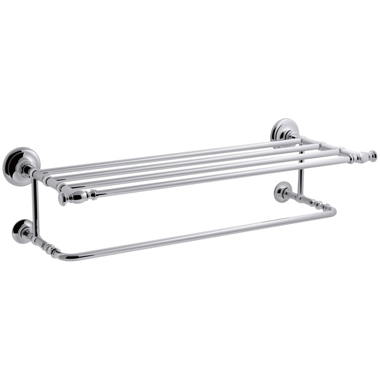 Polished Chrome Wall Mounted Metal Towel Shelf