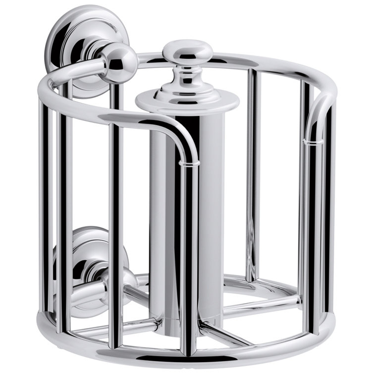 Polished Chrome Vintage Metal Toilet Tissue Carriage