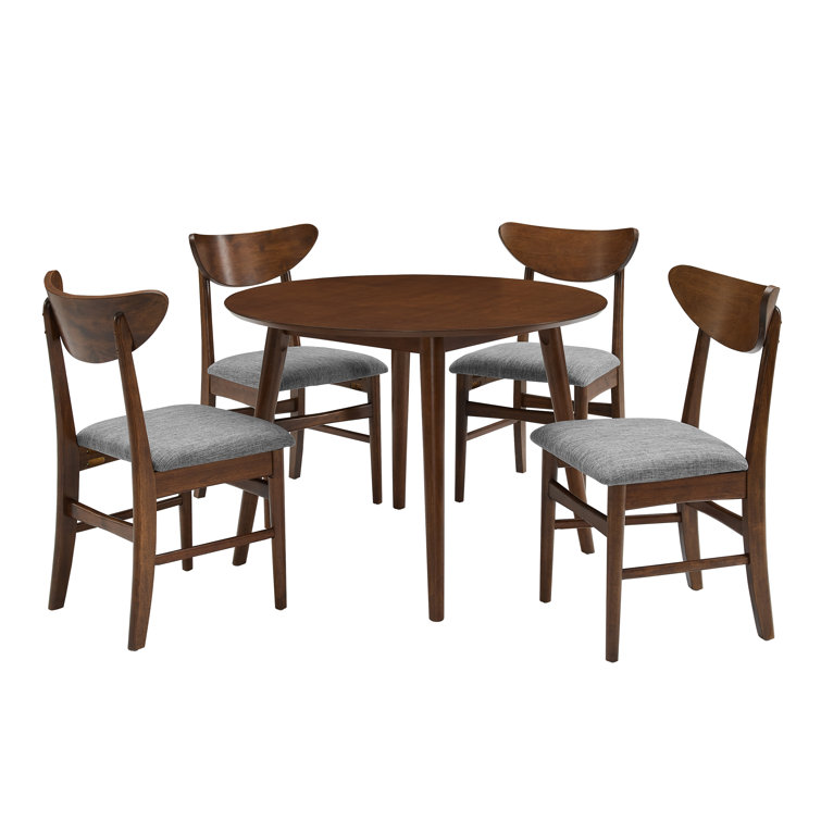 Mahogany Mid-Century Modern 5-Piece Round Dining Set