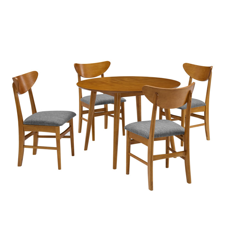 Acorn Brown Mid-Century Modern 5-Piece Wood Dining Set