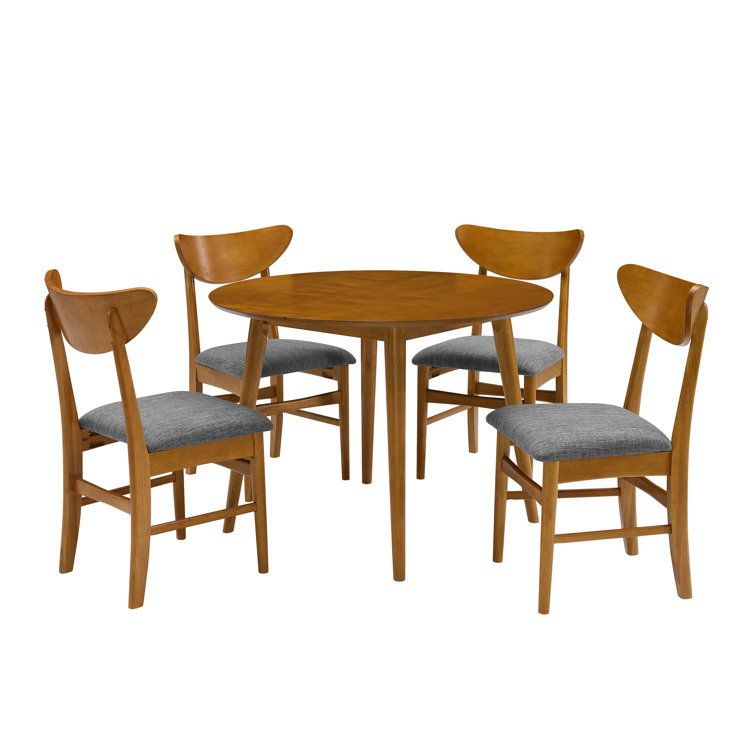 Acorn Brown Mid-Century Modern 5-Piece Wood Dining Set