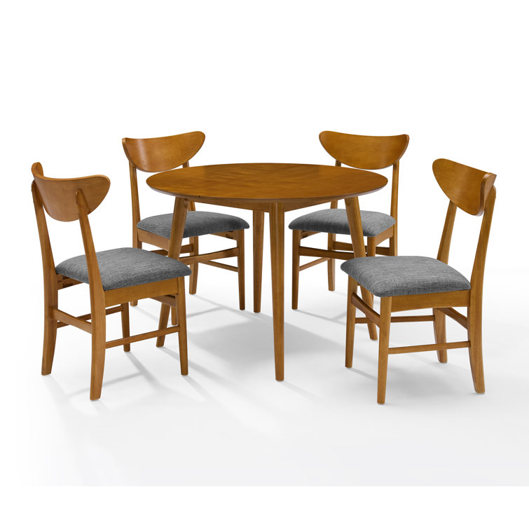Acorn Brown Mid-Century Modern 5-Piece Wood Dining Set