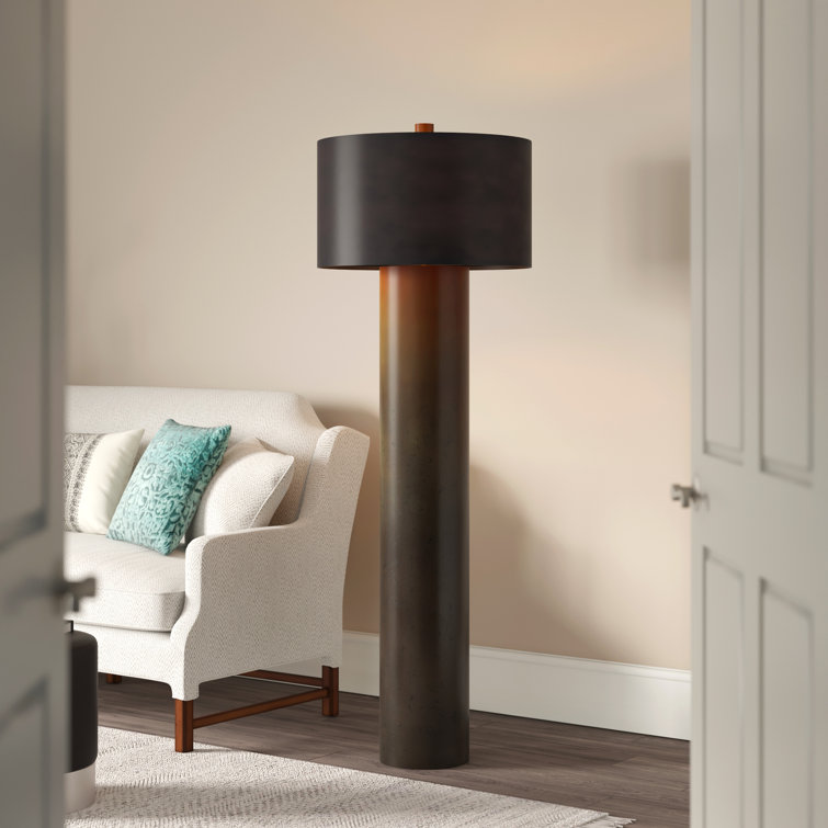 Ombre Brass and Bronze 2-Light Drum Floor Lamp