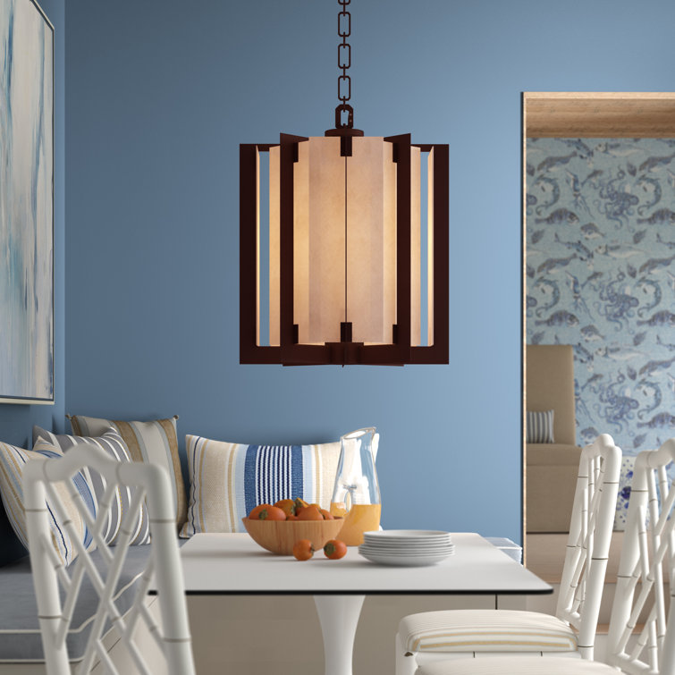 Elegant Bronze 8-Light Quartz Pendant with Translucent Stone Panels