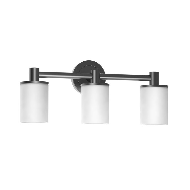 Black Steel Triple Light Sconce with Frosted Glass Shades