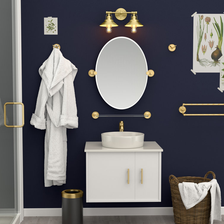 Brushed Brass Wall Mounted Double Towel Bar, 24 Inch