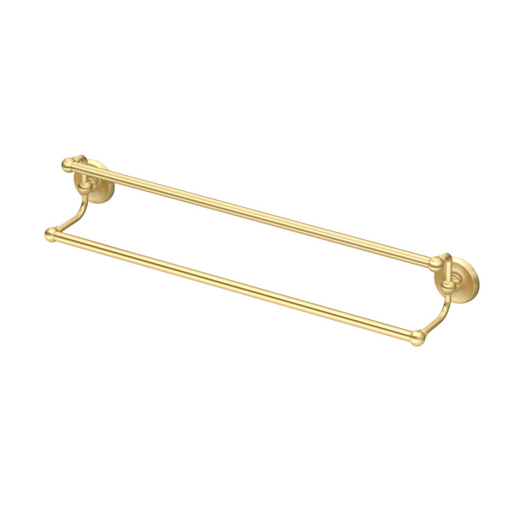 Brushed Brass Wall Mounted Double Towel Bar, 24 Inch