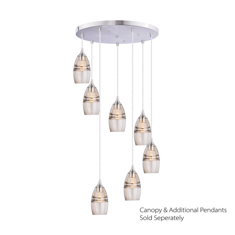 Satin Nickel Glass Mini Pendant Light with LED
