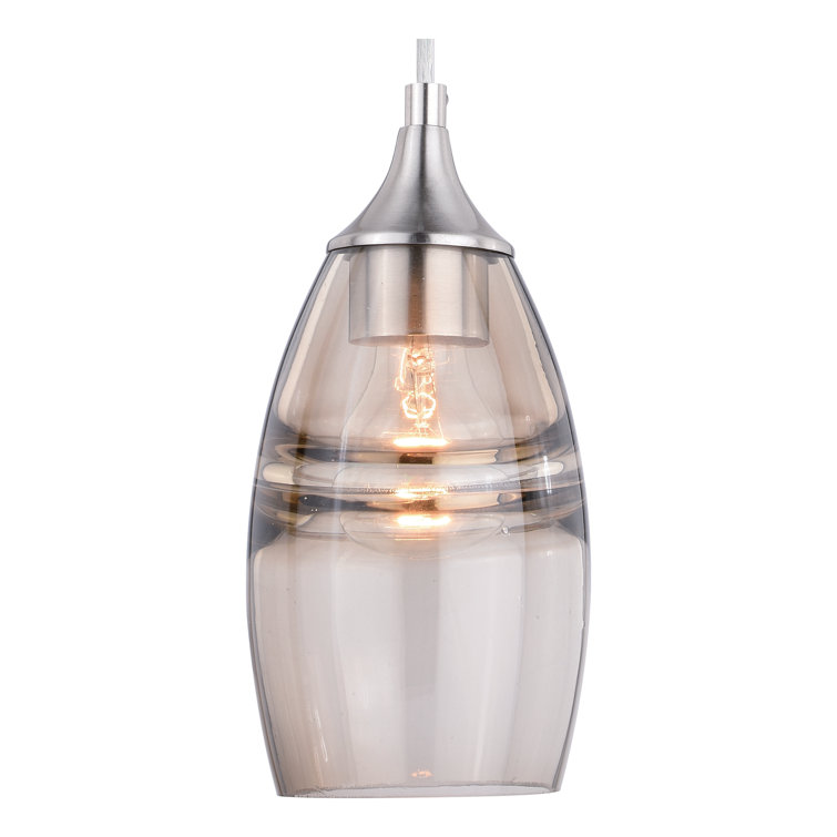 Satin Nickel Glass Mini Pendant Light with LED