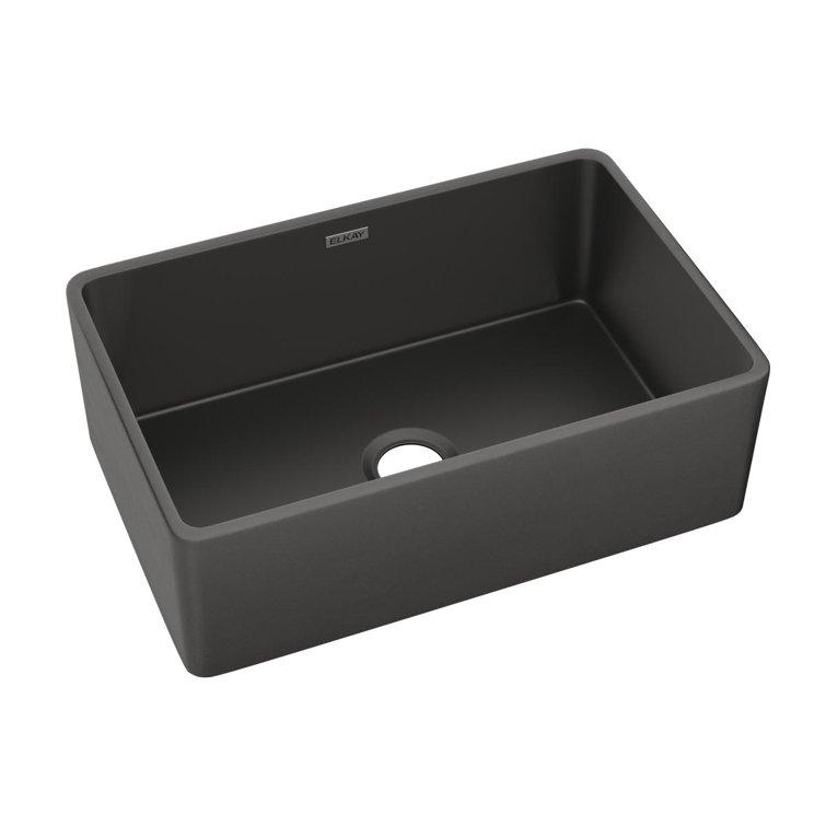 Matte Gray Fireclay Farmhouse Drop-in Single Bowl Sink