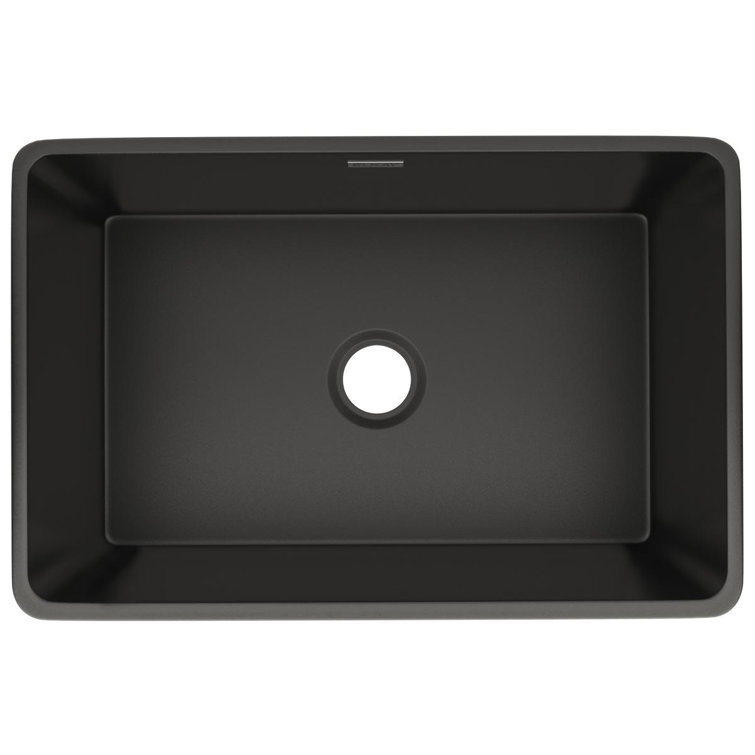 Matte Gray Fireclay Farmhouse Drop-in Single Bowl Sink