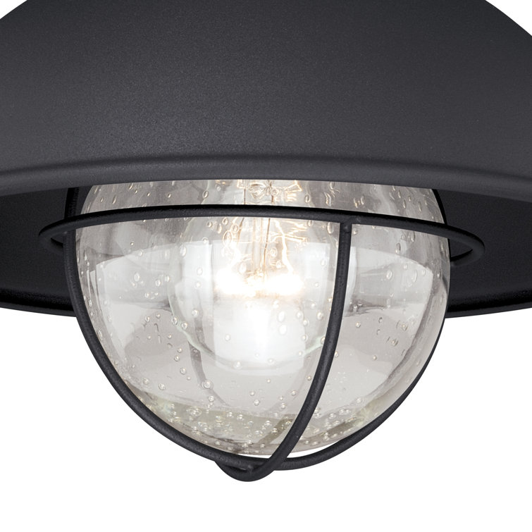 Harwich 10" Black Glass Outdoor Flush Mount Ceiling Light