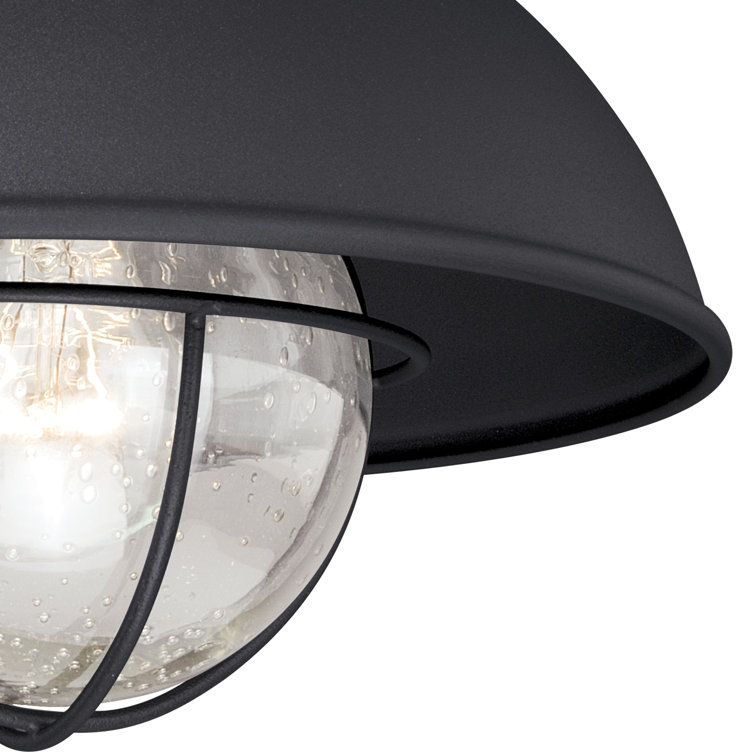 Harwich 10" Black Glass Outdoor Flush Mount Ceiling Light