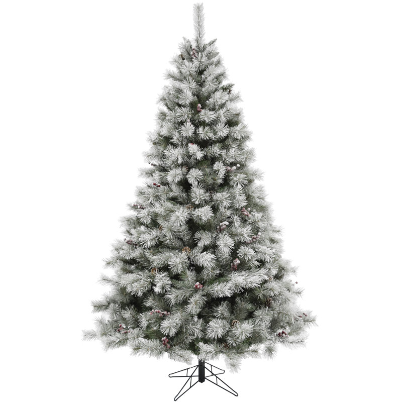 6.5-Ft Frosted Pine Christmas Tree with Clear Lights and Pinecones