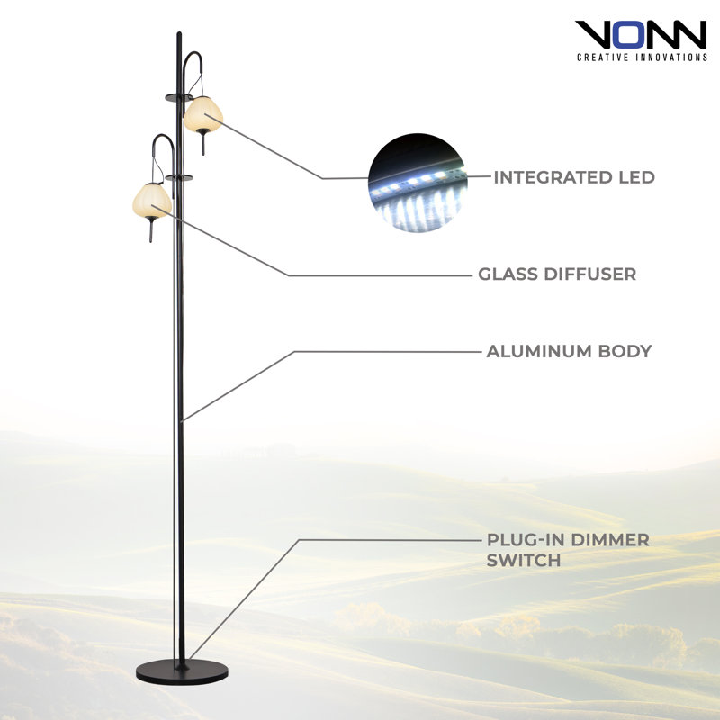 Lecce Arc 70" Black Energy Star Integrated LED Floor Lamp with Dimmer