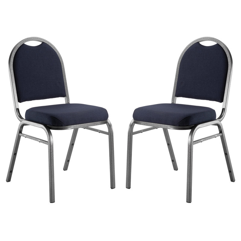 Silvervein Frame Midnight Blue Fabric Stackable Banquet Chair